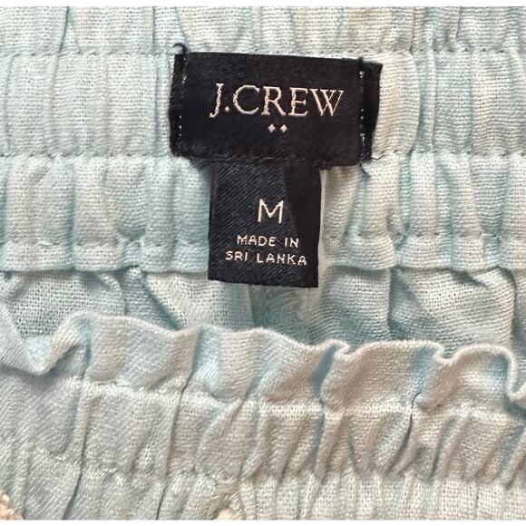 J. Crew Linen Cotton Blend Wide Leg Paperbag Pants Soft Aqua Blue BG359 Size M - Picture 9 of 11